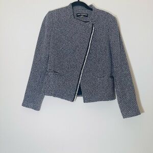 Karl Lagerfeld Tweed Pearl Blazer black & white Pockets size 8